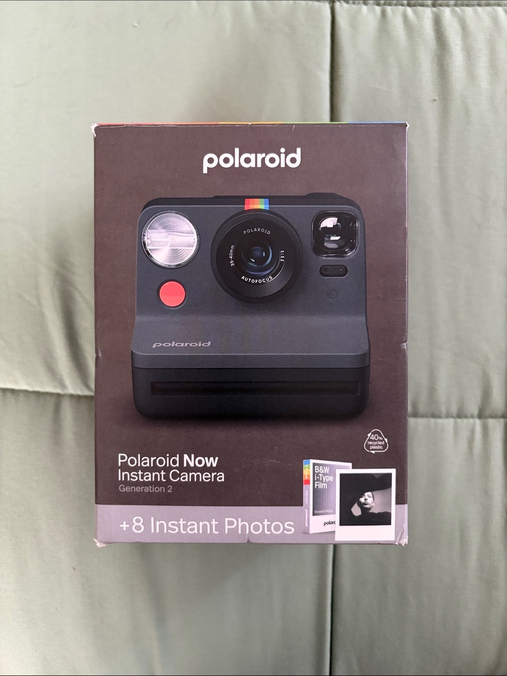 Polaroid Now Instant Camera in Black with Rainbow Accent